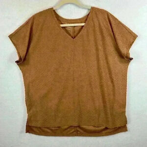 24/7 by Maurices Women's Blouse Top Size L Camel Color Textured Dots